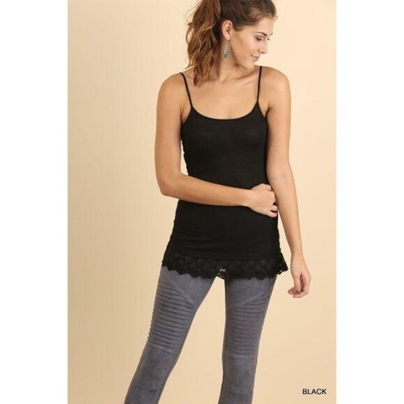 Umgee Black Ribbed Tunic Tank - Picture 2 of 7